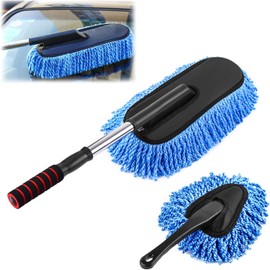 Plumero para Polvo，Quita Polvo para A de 2 Plumero ，Coche con Mango Telescópico Extensibl，Exterior sin Arañazos, Colectores de Polvo para Automóviles de Mango Largo, Plumeros en Miniatura.