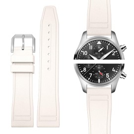 Korlexchi Quick Release Fluorine Rubber Watch Band For Men Compatible With IWC Bracelet For Big Pilot Watchband For Portofino Watch Strap For Portugieser For TOP GUN 20mm 21 22mm (20MM, White)