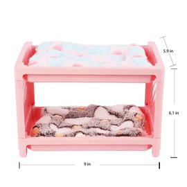 Double Layer Bed with 2 Blankets, 9" Plastic Guinea Pig Hideout, Cage, Small Animal, Corner Hide, Guinea Pig Accessories