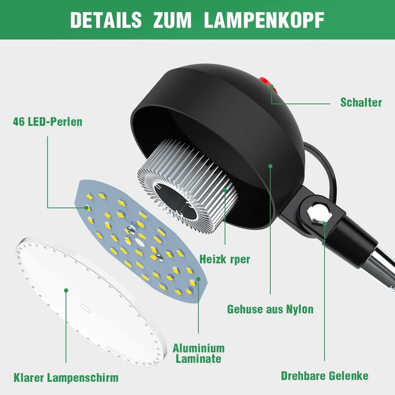 YouTeMei Clamp Work Light 12 W 1320 Lumen LED Machine