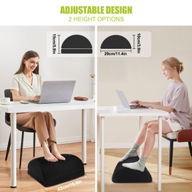 Heated Foot Rest Under Desk at Work, Ergonomic Footrest Double Layer Adjustable Height, Foot Warmer Under Desk with Pocket, 5 Timing Modes & 5 Heating Levels, Office Home Gaming Use (Foot Stool-Black)