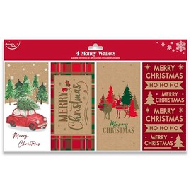 Eurowrap North Pole Christmas Xmas Money Cash Gift Wallets & Envelopes, Kraft - Pack of 4 (X34256MWX)