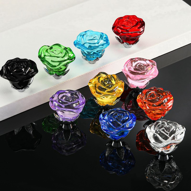 Youyole 10 Pcs Dresser Crystal Knobs 30mm Glass Pull for