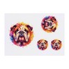 4 x 'Colourful Bulldog Portrait' Temporary Tattoos - Water Resistant,