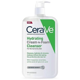 Limpiador hidratante de crema a espuma CeraVe  Desmaquillante y lavado facial con ácido hialurónico  Sin fragancia  19 onzas                          