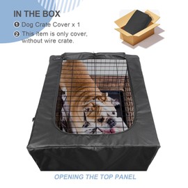 Explore Land Dog Crate Cover for 36 Inches Wire Cage, Heavy-Duty Lattice Pet Kennel Enclosure Compatible with 1 2 3 Doors Standard Metal Cage (Black)