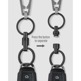 KeyUnity Llavero magnético de titanio de liberación rápida, conector desmontable con una sola mano para llaves de automóvil, unidades USB y EDC, negro
