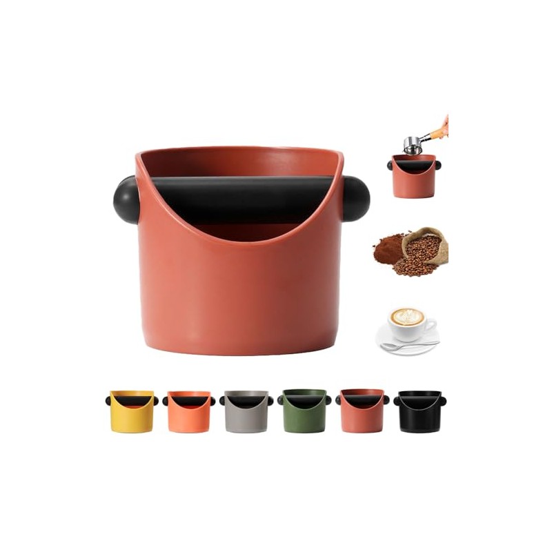 MORAINJAY Coffee Knock Box,Small Espresso Knock Box,Red Coffee Grounds Container