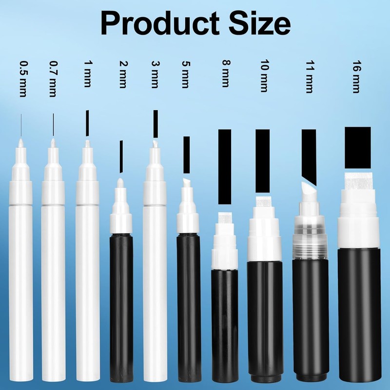 FULIBAO 15 Pack Large Refillable Paint Markers 8mm 10mm 15mm