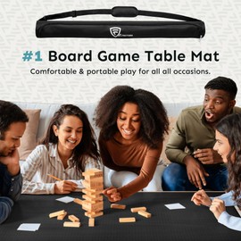 5mm Board Game Mat 42 x 66 Inches, Table Cover for Mahjong, Poker, Playing Cards, Tile Games, Dominoes, and RPG - Neoprene Gaming Playmat, Water Resistant Tabletop with Carrying Bag - Black