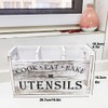 Kitchen Utensil Holder with 3 Compartments, Wooden Storage Utensil Organizer