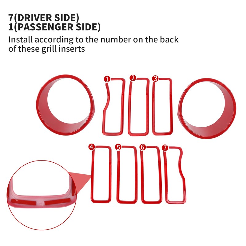 JeCar Front Grille Inserts/Headlight Trim Covers Decoration Kit Compatible with