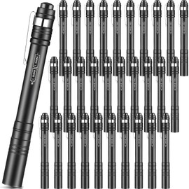 Rossesay 30 Pack LED Pen Lights Bulk, Pocket Flashlight with Clip, Aluminum Pen Flashlights Mini Pen Lights for Nurses Hospital Outdoor Camping Emergency Hiking (Black)