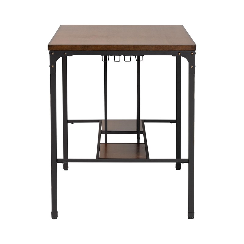 Baxton Studio Vintner Industrial Brown and Black Pub Table with