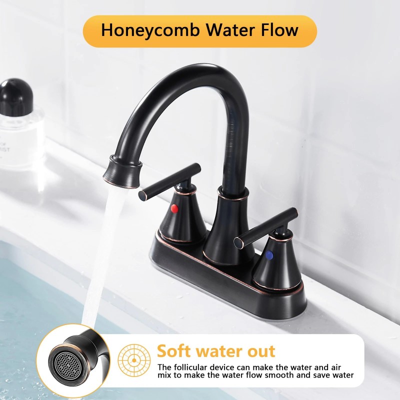 Fransiton Bathroom Sink Faucet 4 Inch 2 Handle Centerset Oil