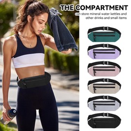 Mayoii Running Belt Men Women Water Resistant Running Belts Running Belt for Phone Exercise Bum Bag Waist Belt with Dual Pockets Headphone Port (Black, One Size)