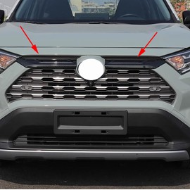 ANUNFRRE Car Accessories Fit For Toyota RAV4 2019-2025 ABS Exterior Automobile Front Hood Grill Cover Bonnet Trim （Carbon fiber） 2PCS