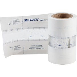 Brady PaintStripe Floor Marking Stencil, Continuous Line, 0.25" Height, 2" Wide, 1200" Length, Polyester, Clear/White - 148813
