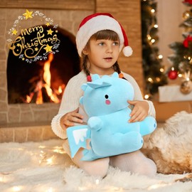 SNOWOLF 40 cm Cute Dinosaur Plush Toy, Soft Plush Figure Toy, Dino Filled Animal Dolls, Plush Cushion for Birthday Gifts for Children, Girls, Boys, Blue