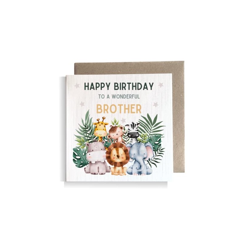Second Ave Brother Children's Kids Baby Safari Square Card For