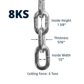 ABUS Hardened Steel 8KS 10 Foot x 5/16" Thick Square Security Chain for Bikes, Containers, Trailers, ATV, Motorcycles and Personal/Industrial Property