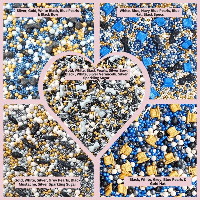 Confect Fathers Day Sprinkles | Black, Blue & White Sprinkles
