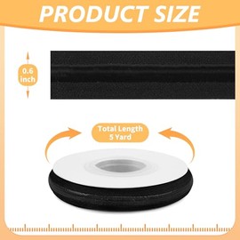 Cinta de Silicona para Sujetar la Ropa, 5 Yardas por Rollo, Ancho de 5/8 Pulgadas, Cinta elástica de Silicona Antideslizante, para Accesorios de BRIC Negro
