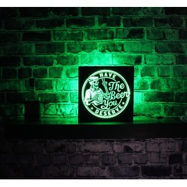 Led Custom Signs - Beer - Skeleton - The Beer you deserve Sign - Led - Non Neon - Customized - 12x12" - Color-Changing - Remote Control - Lighted Bar Decor for Home Bar, Man Cave - Handmade