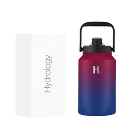 H2 Hydrology Growler Water Bottle With Handle Lid | Double Wall Vacuum Insulated One Gallon Growler | Hot and Cold Leak Proof Sweat Free | Sports, Hiking, Camping, Travel (128 oz, Man of Steel)