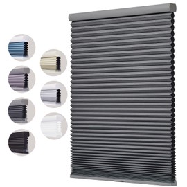 Xidamen Blackout Cellular Shades Cordless Honeycomb Blinds for Windows, Room Darkening Bottom Up Blinds for Home (Dark Grey, 23" W x 72" H)