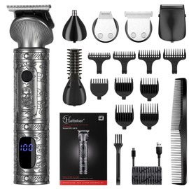 Hatteker Haarschneidemaschine Set Haarschneider Pflegesets Barttrimmer Bartschneider Herren T-förmiger Trimmerkopf T-blade Trimmer Nasentrimmer Body Trimmer Präzisionstrimmer Elektrisch Rasierer
