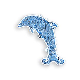 Blue Ocean Wave Dolphin Sticker for Cup Cooler Laptop Phone Custom Printed Die Cut Vinyl Decal Graphic