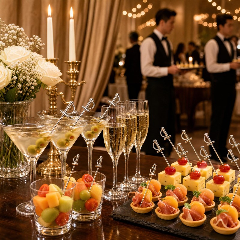 DEAYOU 15 PCS 18/10 Stainless Steel Cocktail Toothpicks, 4.4" Martini