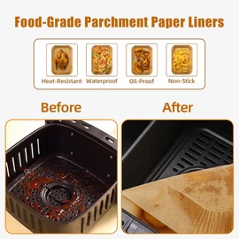 Air Fryer Paper Liners, 125 PCS Non Stick Oil Resistant Air Fryer Parchment, 8 Inch Disposable Food Grade Free Of Bleach Rectangular Parchment Baking Paper