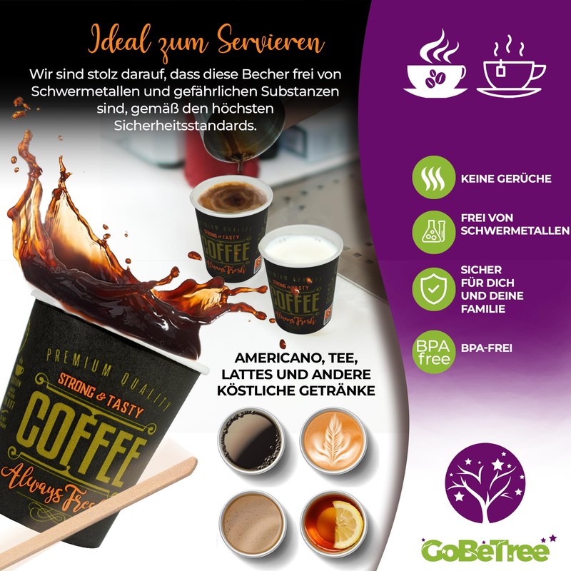 GoBeTree 100 Paper Cups 210 ml / 7 oz for