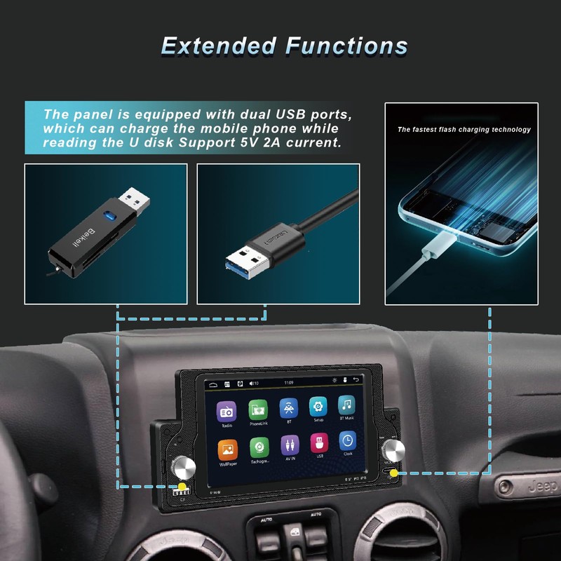 Wireless Apple CarPlay Single Din Car Radio,5.9 inch IPS Touch