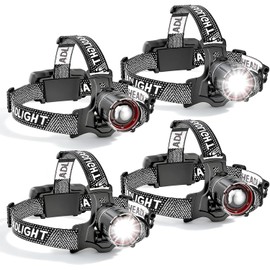 Super Bright LED Headlamp 4 Pack, High Lumen Rechargeable Head Lamp with Motion Sensor, 5 Modes, IPX5 Waterproof, 90° Adjustable, Zoomable Head Lights for Adults, Hard Hat, Outdoor, Camping