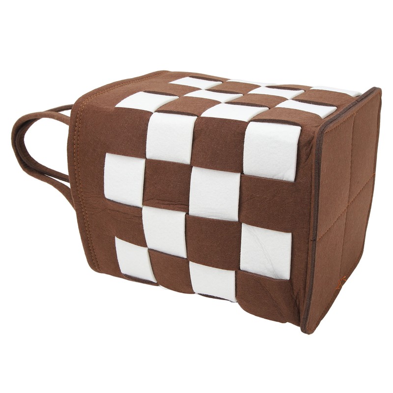 Felt Bicycle Basket Felt Cloth Foldable Detachable Brown and White