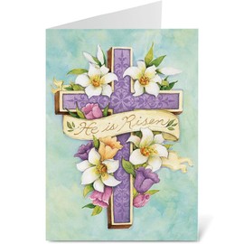 Current Easter Cross Religious Value Greeting Card Set - Value Pack of 8 Cards for Kids & Adults With White Envelopes, 1 Design Prints, Large 5" x 7" Greetings