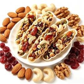 Almond & Cashew Nut Boat Crisp, 120g x 2 Bags, Mixed Nut & Cranberry Pastry Snack, Soft, Glutinous & Sweet, Multiple Flavors in One Bite, Delicate & Plump, Non-Dry, Perfect Craving-Satisfying Treat