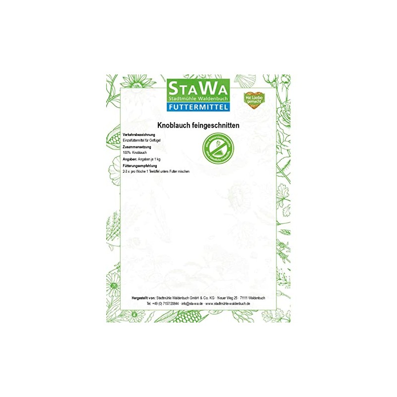 STAWA Fine Cut Garlic - For Chickens & Quails -