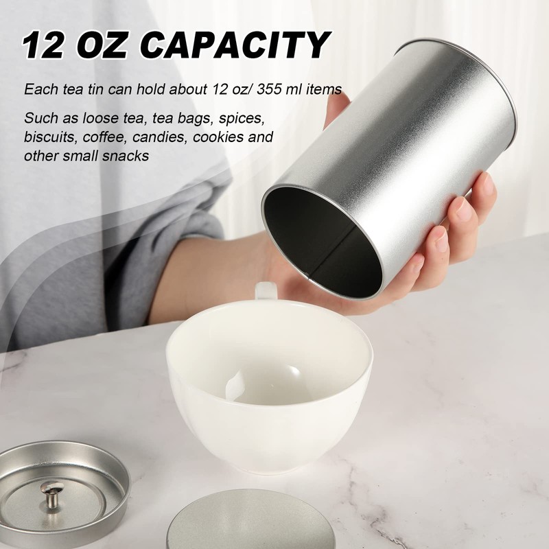 10 Pack Tea Tin Canister with Airtight Double Lids 12