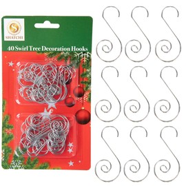 120Pcs Silver Christmas Ornaments Hangers Hooks for Christmas Tree Baubles, String Lights – Reusable Swirl S Hooks for Easy Xmas Art Craft Decorations