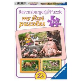 Ravensburger Children's Puzzle 05679 Lotta on the Farm My First Puzzle for Children from 2.5 Years with 3 x 6 Pieces, Brown