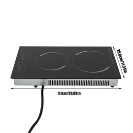 ZERNEIL Electric 2 Burners Stove with Plug, 1500W Touch Control Electric Ceramic Cooktop with Child Safety lock & Timer, 9 Heating Levels Coutertop & Built-in Kitchen Stove 60-250℃