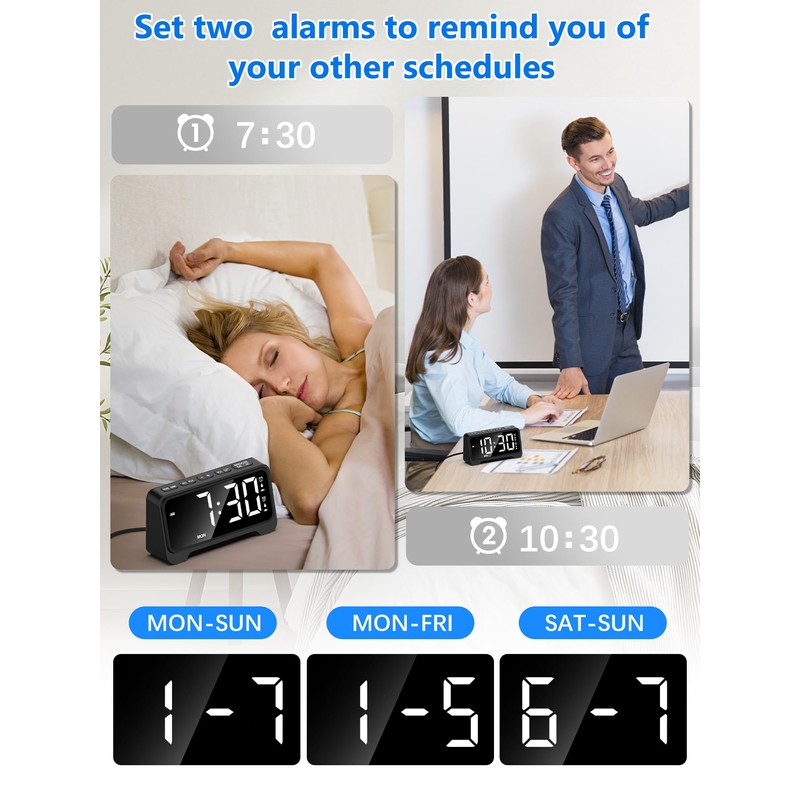 Alarm Clock with Vibration, Extra Loud Alarm Clock with Bed