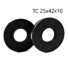 XIKE - Sello de eje de aceite, TC de 25 mm x 42 mm x 10 mm, cubierta de goma de nitrilo, doble labio con resorte, sello de aceite apto para eje de rodamiento, color negro, paquete de 2