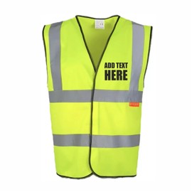 Brook Hi Vis, YELLOW Hi Vis Safety Vest Custom Printed Waistcoat, Personalise Front and Back, Brand Your Company Logo, Medium