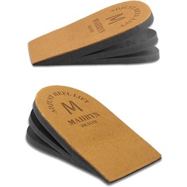 Makryn Adjustable Orthopedic Heel Lift for Leg Length Discrepancies and Heel Pain,Sports Injuries,and Achilles tendonitis,Height Increase Insoles (Brown, Small(Single Lift))