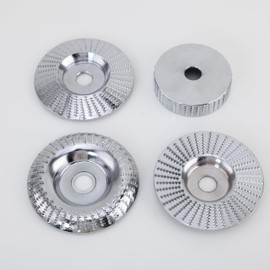 Angle Grinder Wood Carving Disc Set, 5/8 Inch Bore, 3/4 Inch Attachments, Wood Shaping/Grinding/Cutting Disc, 4 Pieces, Silver